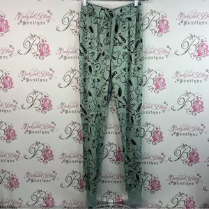 Peanuts snoopy waffle knot pants bottoms Green Patterned Women's Pants
